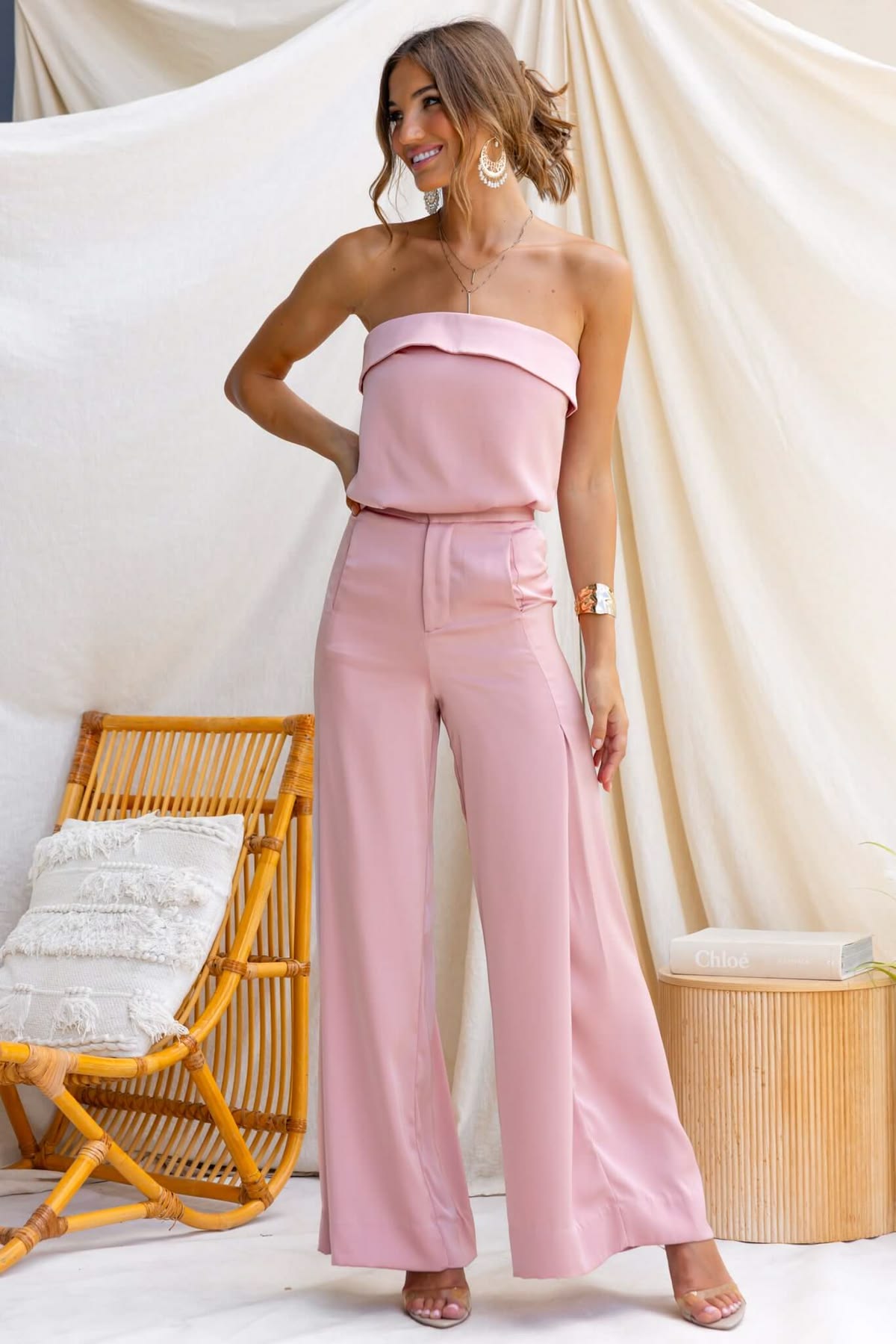 Blush strapless jumpsuit